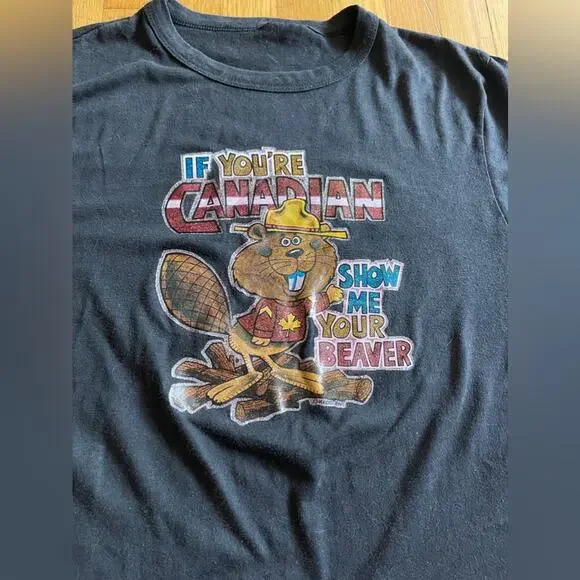 Vintage Single Stitch Glitter Graphic Canada Tourism Novelty Shirt - Picture 6 of 8